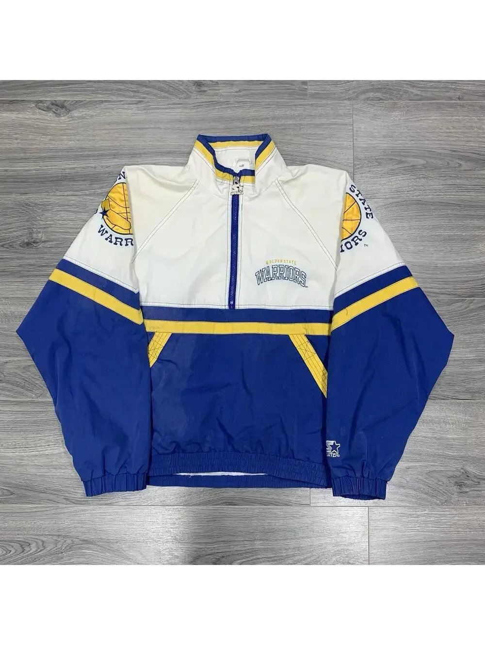 Vintage 90S Starter Golden State Warriors Windbreaker Jacket XL RARE MENS WHITE